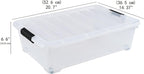 3-Pack 20 Quart Plastic Wheeled Latching Storage Boxes, Stackable Underbed Organizer Bins with Lid, Clear