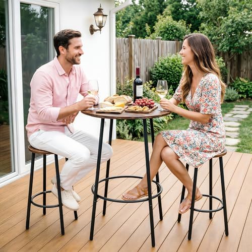 SUPER DEAL Round Pub Dining Set, 3 Piece Small Kitchen Table Set with 2 Count...