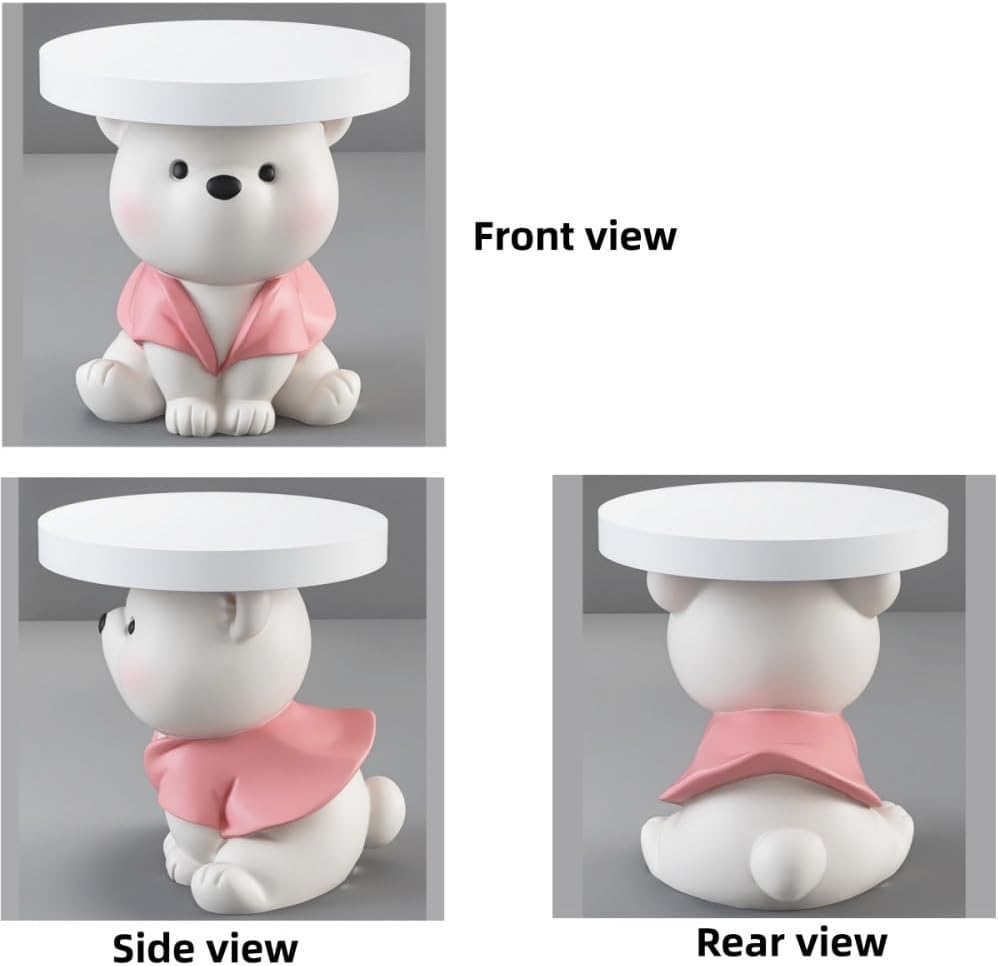 Resin Bear Statue Side Table, Modern and Simple Bear Ornaments, Small Cute Ni...