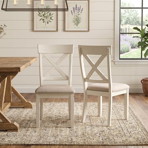 Roundhill Furniture Prato 7-Piece Dining Table Set with Cross Back Chairs, An...