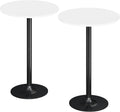 Flamaker Round Bistro Pub Table Modern Style Metal Base MDF Top Cocktail Bar Table Counter Bar Height for Pub, Dining Room, Party (2, White-Black)