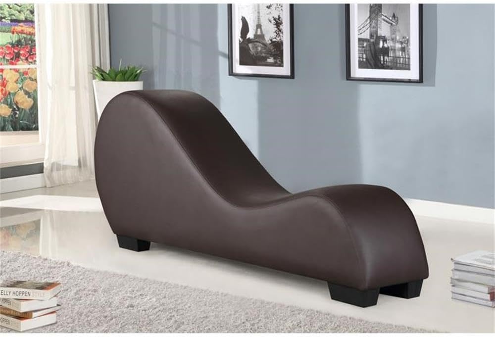 Kolar Faux Leather Yoga Chaise Lounge Chair, Relaxation, Streching, in Brown
