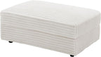 Modern Corduroy Sofa Storage Ottoman, Upholstered Memory Foam Footrest (Beige Footrest)