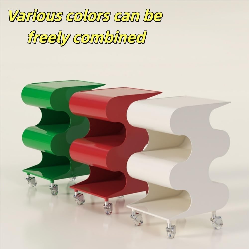 ABS Movable Rotating Side Table with Storage, Modern Night Stand, Minimalist ...