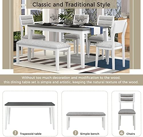Harper & Bright Designs Classic and Traditional Style 6 - Piece Dining Se...