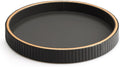SANZIE Leather Desktop Storage Organizer Premium Serving Tray for Sundries, Cosmetics, Phone, Wallet, Cutlery - Decorative Valet Tray, Black