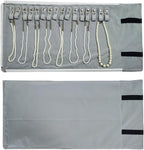 Velet Travel Jewelry Case Roll Bag Organizer for Necklace Bracelet Black Gray Velvet (Black Gray)