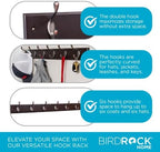 BIRDROCK HOME Oval Hook Coat and Hat Rack | 6 Hooks| Wall Mount | Brown Finish | Bronze Hooks