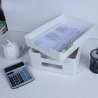 Letter-Size Tray, Desk Drawer Organizer, A4 Plastic Paper Tray, Plastic Paper Holder File Organizer for Office, School, Home Storage (White)