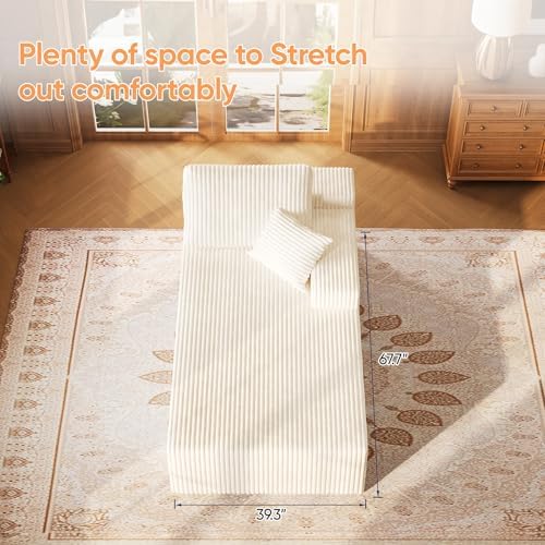 67" Sofa Bed, Chaise Lounge Chair, Plush Corduroy Upholstered Sofa Couch...