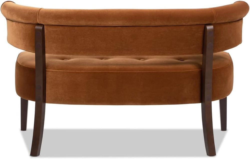 Jennifer Taylor Home Jared Roll Arm Tufted Bench with Back Settee in Burnt Or...