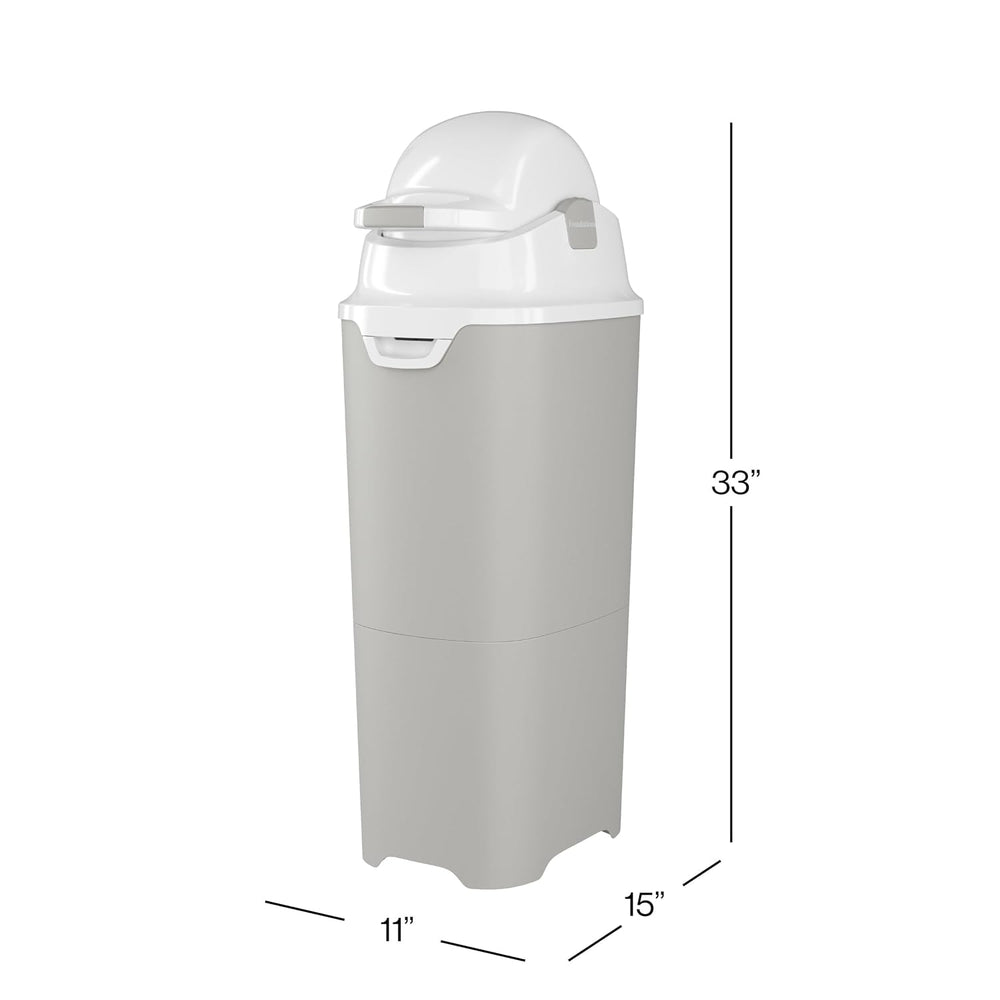 Foundations Tall Diaper Pail with Airtight Lid, Gray