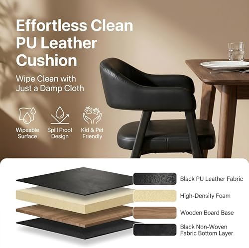HNY Modern Dining Room Arm Chairs Set of 6, Retro Faux Leather Upholstered Ba...