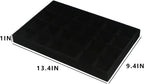 Coward 2PC Black Velvet Stackable 24 Gird Jewelry Organizer Tray Necklace Earring Box Storage Drawer Ring Earring Display Holder (24grid+24grid)