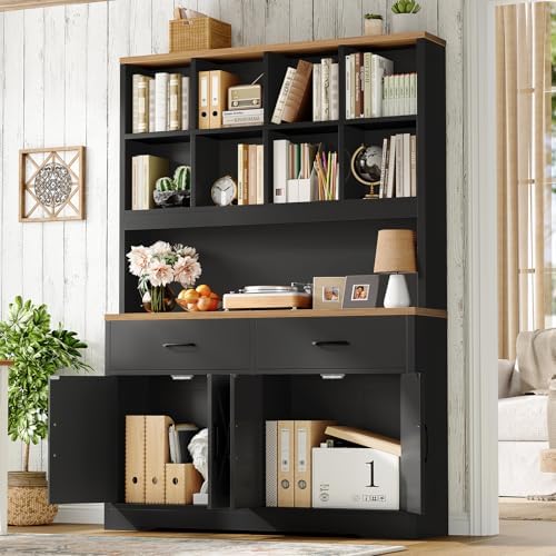 TEENFON Storage Cabinet with Doors and Drawers, Pantry Cabinets, 5 Tier Floor...