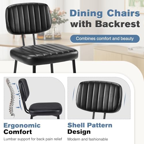 DUMOS Dining Chairs Set of 6, PU Leather Dining Room Chairs with Backrest
