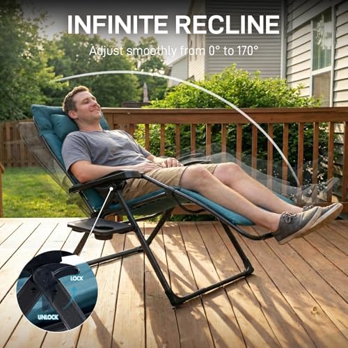 EVER ADVANCED Aluminum Zero Gravity Chair, 2.4" Padded, 350 lb Capacity