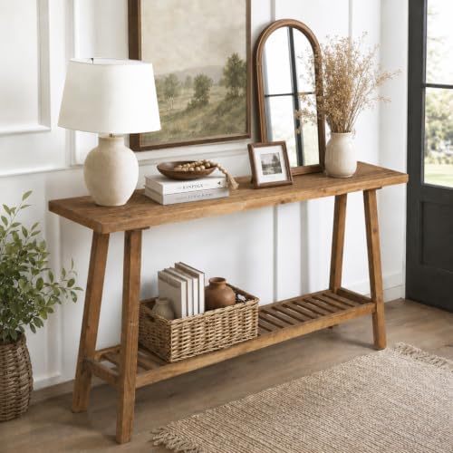 HOKYHOKY Reclaimed Solid Wood Console Table, 59" Farmhouse Entryway Tables