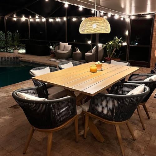 PURPLE LEAF 7 Pieces Patio Dining Set Teak-Finish Aluminum Table and Chairs
