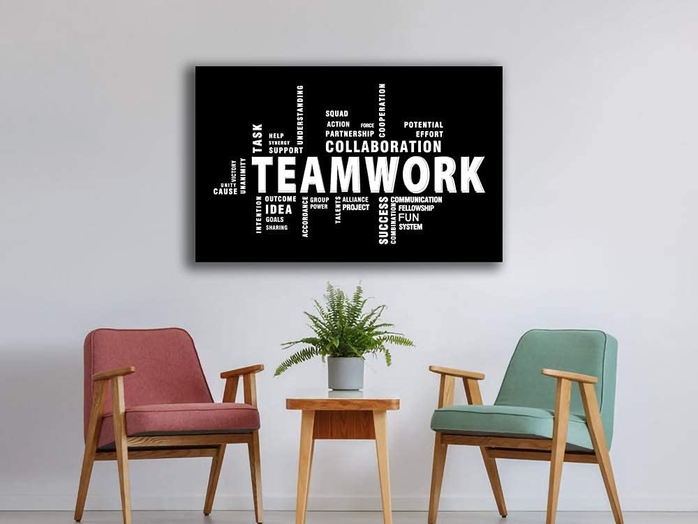 Teamwork Canvas Wall Art - Large Framed Motivational Quotes Artwork Modern Ho...