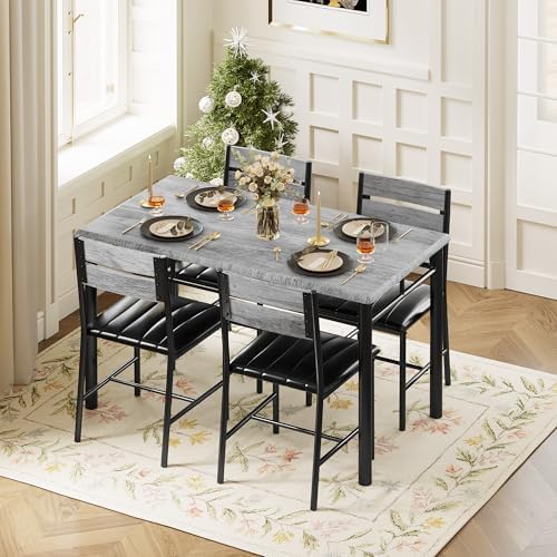 IRONCK Dining Table Set for 4, Grey
