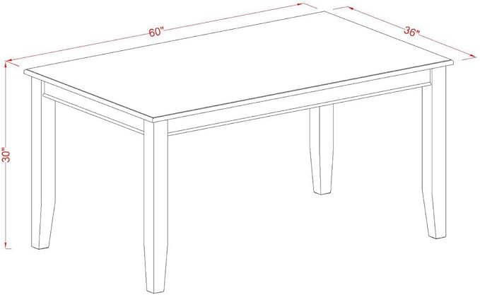 East West Furniture DUAB7-BLK-06 7 Piece Dining Room Table Set Consist of a Rectangle Kitchen Table and 6 Shitake Linen Fabric Parson Dining Chairs, 36x60 Inch, Black