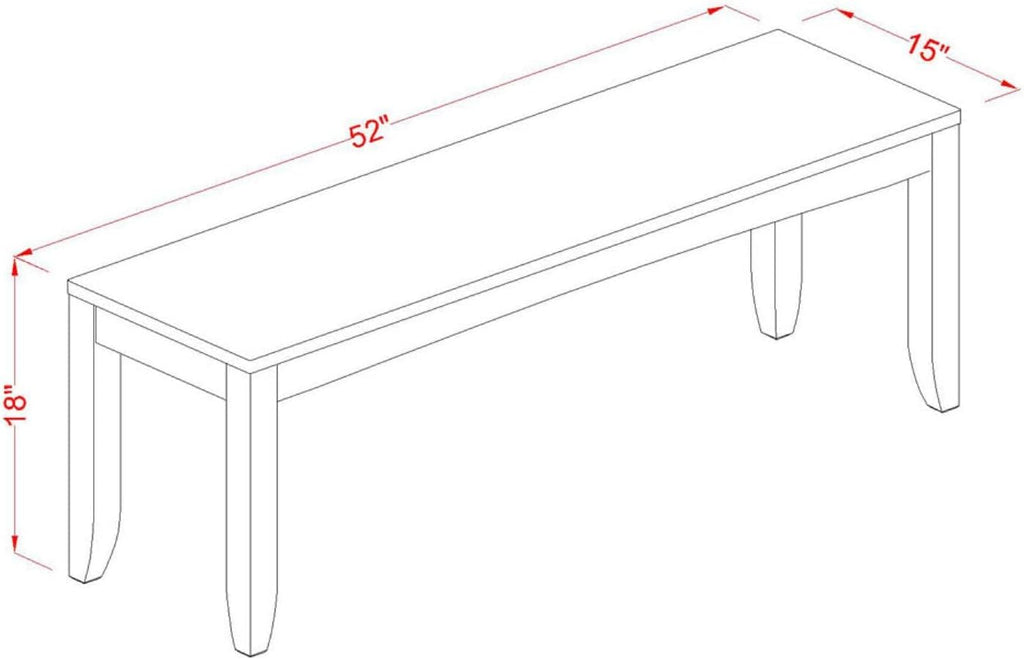 East West Furniture LYB-CAP-W Lynfield Dining Bench with Wood Seat, 52x15x18 Inch, Cappuccino