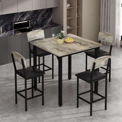 AWQM 5-Piece Dining Table Set, Kitchen Table Set for 4 (Gray)