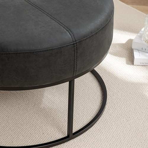 Modern Round Coffee Table, Farmhouse Ottoman for Living Room, Large Vintage F...
