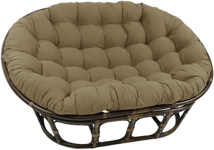 Maykoosh Rattan Double Papasan Chair with Twill Cushion - Bohemian Style Seat...