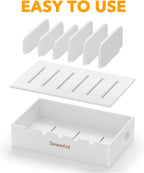 SpaceAid Bamboo Charging Station for Multiple Devices, Cell Phone Docking Stations for Multi Laptop, Tablets and iPads, Nightstand Bedside Desk Device Charger Organizer (White)