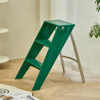 Folding Step Stool Ladder,3 Step Decorative Ladder Shelf,Portable Foldable Ladders for Living Room,Kitchen,Green
