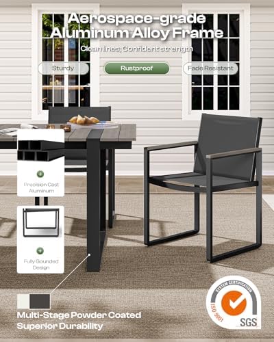 Full Grounded Outdoor Dining Set, Aluminum Patio Table and Chairs