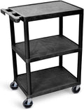Luxor HE34 Utility Cart (Pack of 10) 3 Shelves Structural Foam Plastic - Black