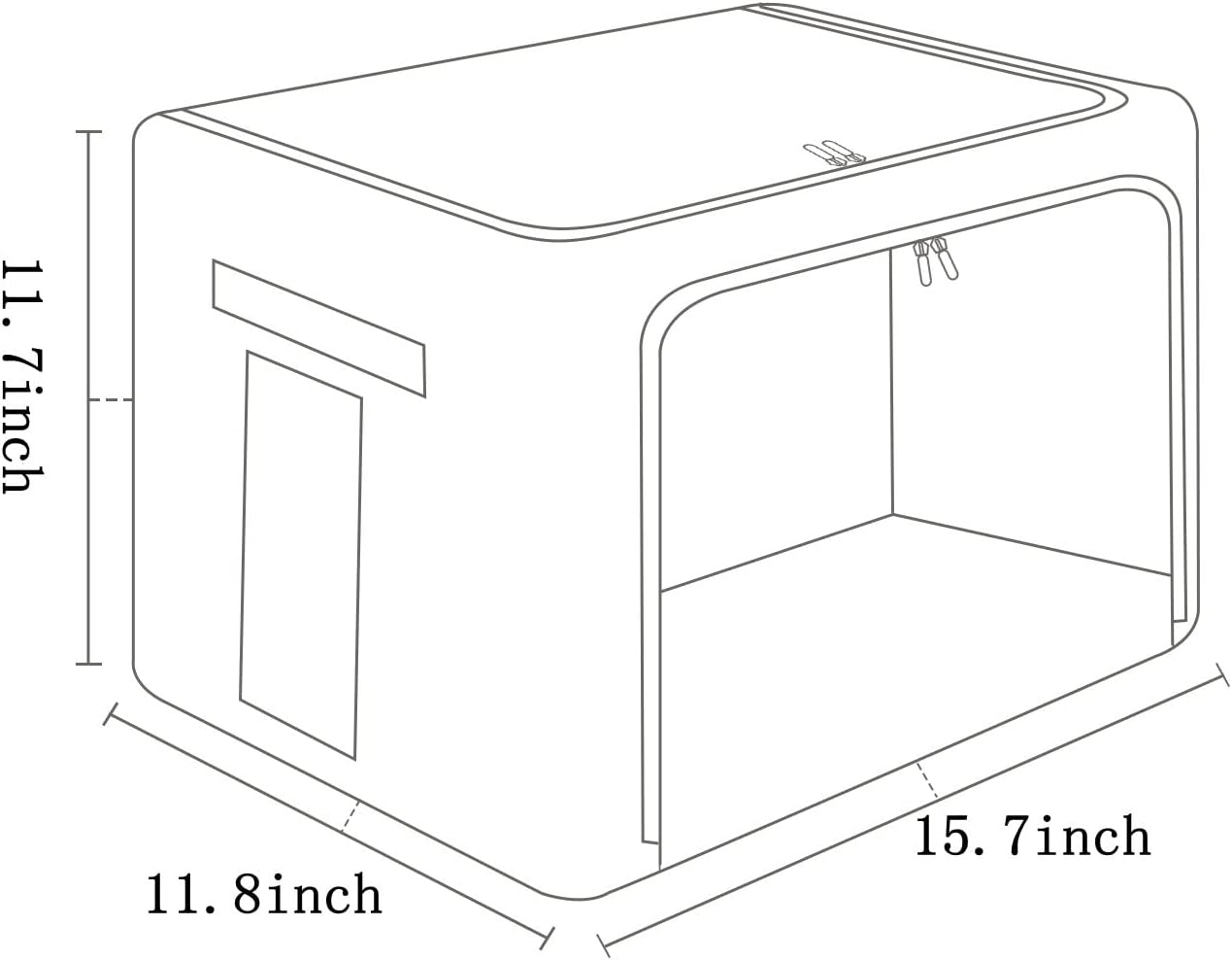 FHSQX 2 Pack Clothes Storage Bins Stackable Metal Frame Storage Box Foldable Linen Fabric Box Organizer with Carrying Handles and Clear Window (Beige, 15.7x 11.8x 11.7 Inch)