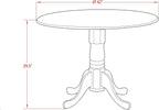 East West Furniture DMAB3-ABK-24 3 Piece Modern Dining Table Set Contains a Round Wooden Table with Dropleaf and 2 Black Color Linen Fabric Upholstered Chairs, 42x42 Inch, Wirebrushed Black