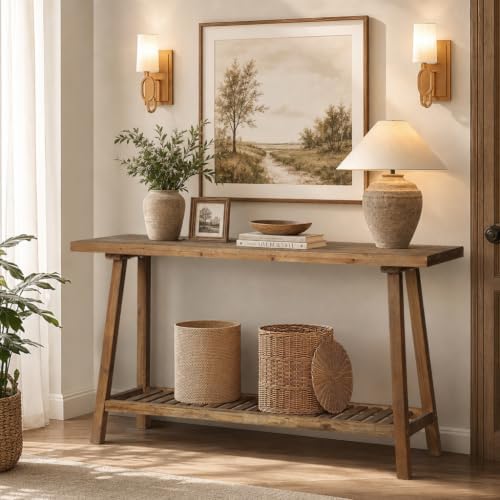 HOKYHOKY Reclaimed Solid Wood Console Table, 59" Farmhouse Entryway Tables