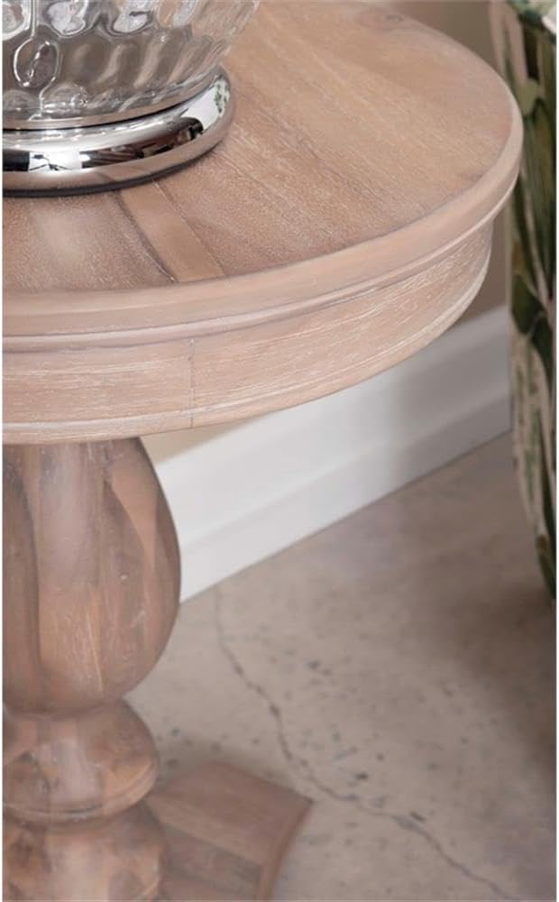Pemberly Row Round Wood Side Table, 20" D x 24.5" H, Natural Brown ...