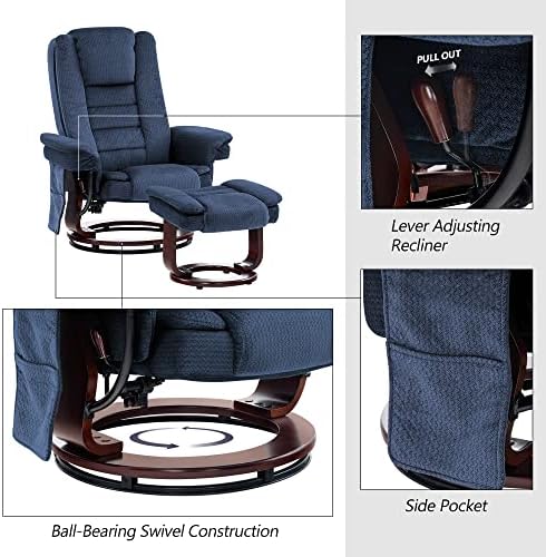 MCombo Swivel Recliner with Ottoman Chair, TV Chair Sets with Vibration Massa...