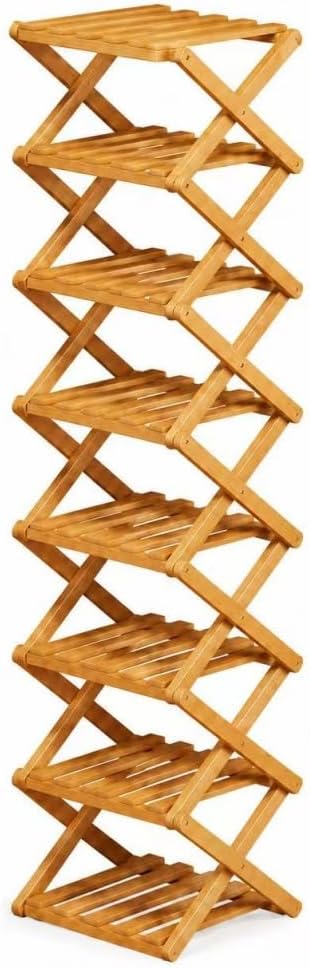 8-Tier Folding Shoe Rack, Vertical Space-Saving Storage Organizer, Heavy-Duty Foldable Shoe Shelf for Entryway, Closet, Bedroom