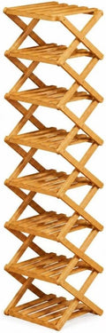 8-Tier Folding Shoe Rack, Vertical Space-Saving Storage Organizer, Heavy-Duty Foldable Shoe Shelf for Entryway, Closet, Bedroom