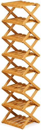 8-Tier Folding Shoe Rack, Vertical Space-Saving Storage Organizer, Heavy-Duty Foldable Shoe Shelf for Entryway, Closet, Bedroom