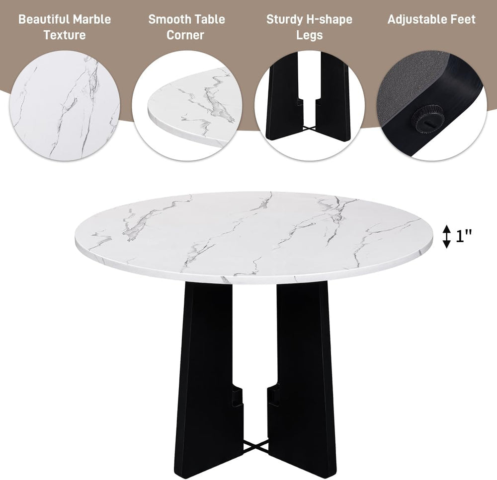 Merax 43 Inch Round Dining Table for 4, Spacious Tabletop Modern Solid and Du...