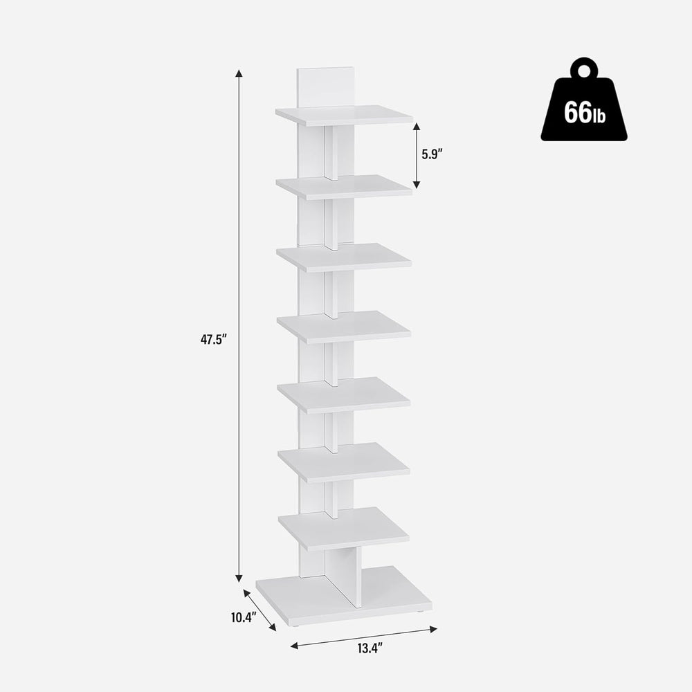 TUTOTAK Narrow Bookshelf, 8-Tier Bookcase, Spine Book Shelf for Small Space, ...