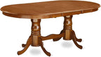 East West Furniture PLAV5-SBR-C 5 Piece Dining Room Table Set Includes an Oval Wooden Table with Butterfly Leaf and 4 Linen Fabric Kitchen Dining Chairs, 42x78 Inch, Saddle Brown