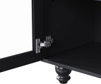 Ball & Cast Farmhouse TV Stand with Tempered Glass Doors for TVs up to 70",Sideboard Buffet w/5 Solid Wood Gourd-Shaped Legs & Adjustable Shelf,Entertainment Center for Living Room,Black+Natural