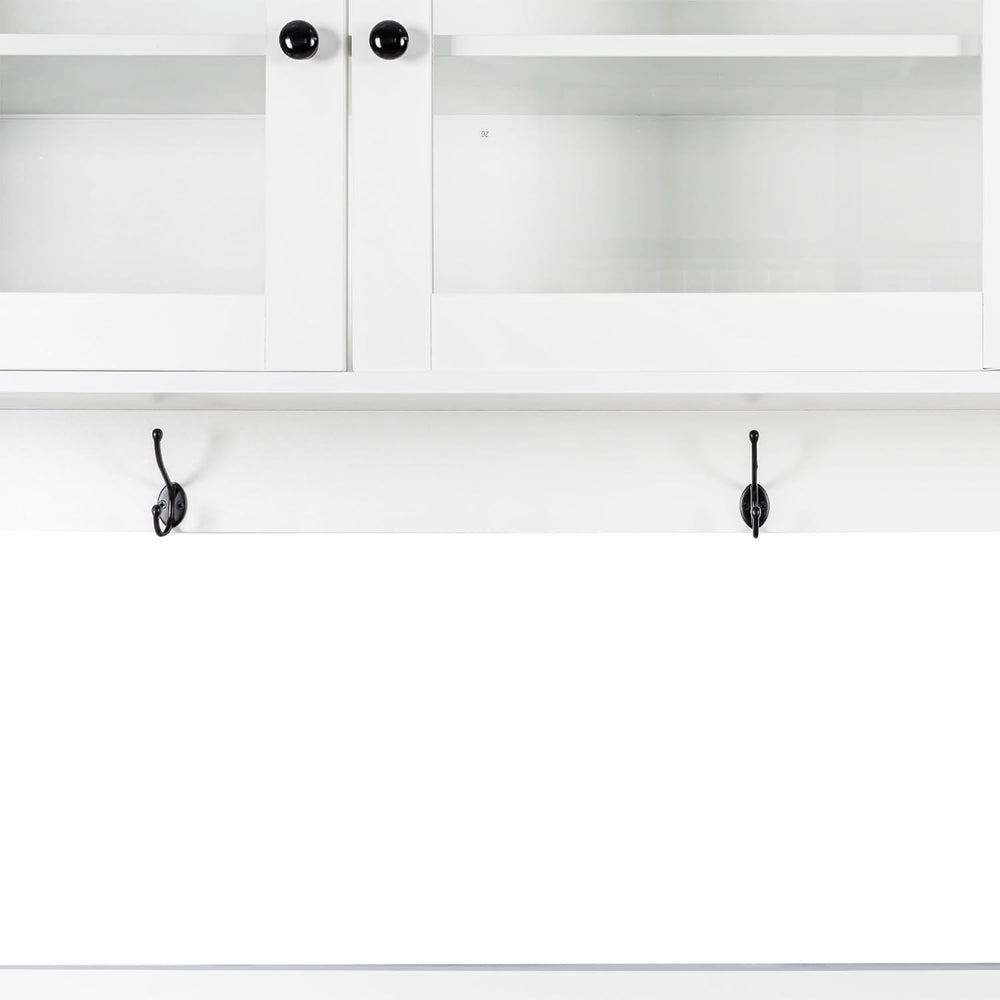 63" W Large Kitchen Hutch Cabinet, Freestanding Pantry Cabinets Storage ...