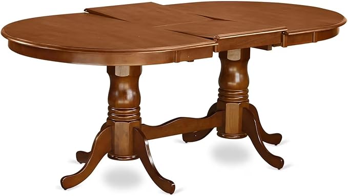 East West Furniture PLAV7-SBR-W 7 Piece Dining Room Furniture Set Consist of an Oval Wooden Table with Butterfly Leaf and 6 Kitchen Dining Chairs, 42x78 Inch, Saddle Brown
