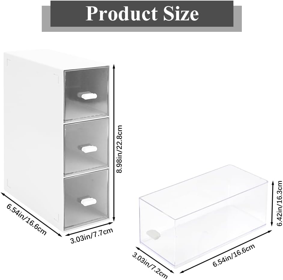 Tea Bag Organizer with 3 Storage Drawers, Plastic Stackable Box, White | Tea box organizer, tea holder organizer, container for tea, coffee, sugar and cosmetic sachets, 1Pcs