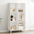 IOTXY Open Cube Low Bookcase - 3-Tier Freestanding Storage Display Cabinet Organizer with Legs for Home Office, 6-Cubes Open Shelf Short Bookshelf, White